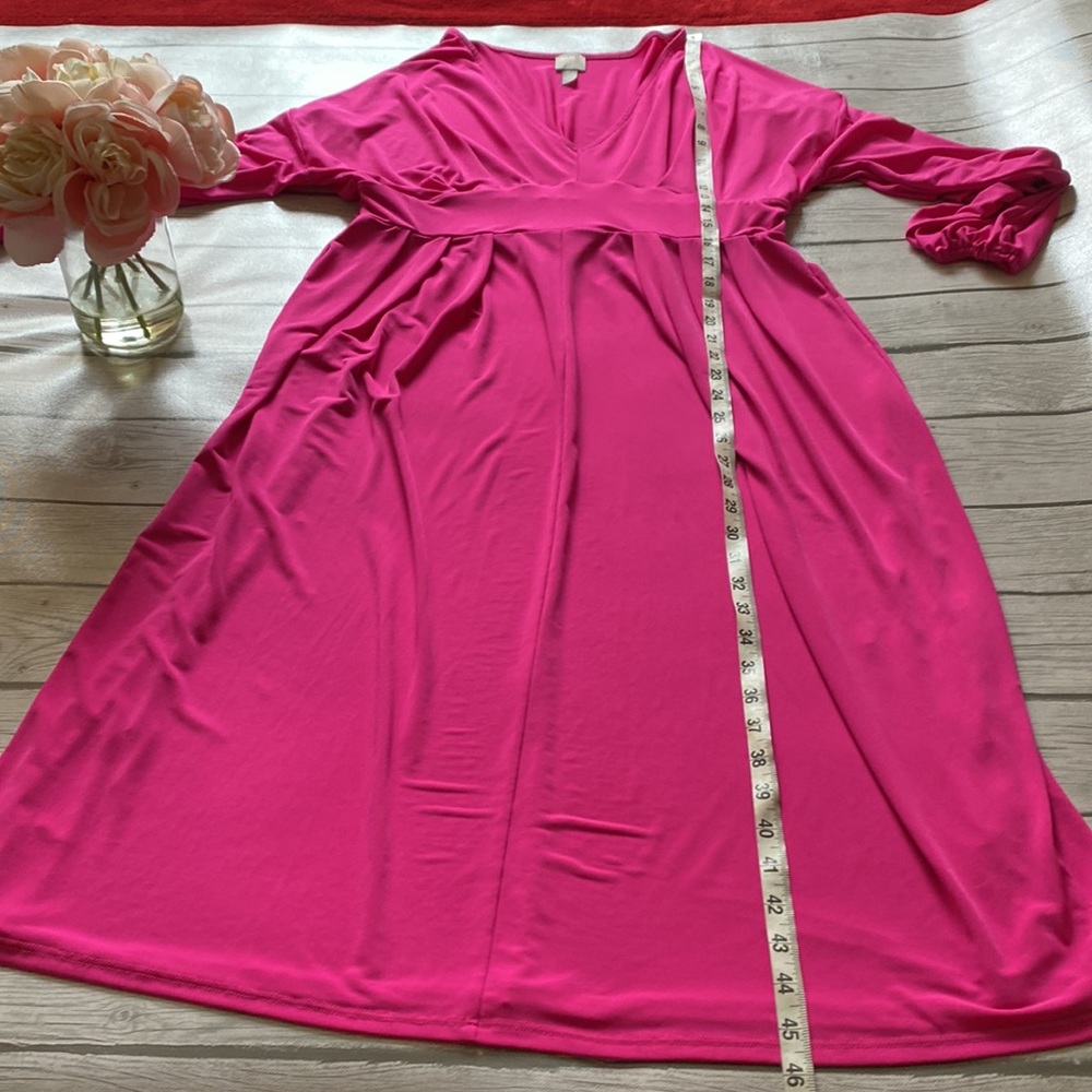 ASOS Pink Balloon Sleeve Jersey Knit Midi Dress Size 14 - Picture 10 of 10